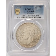 AUSTRALIA 1938 . CROWN . PCGS AU53